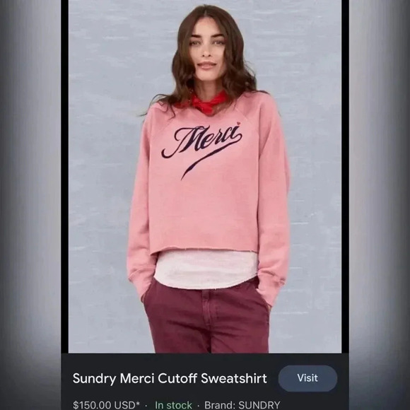 SUNDRY MERCI CUTOFF
SWEATSHIRT NEW - Picture 2 of 6